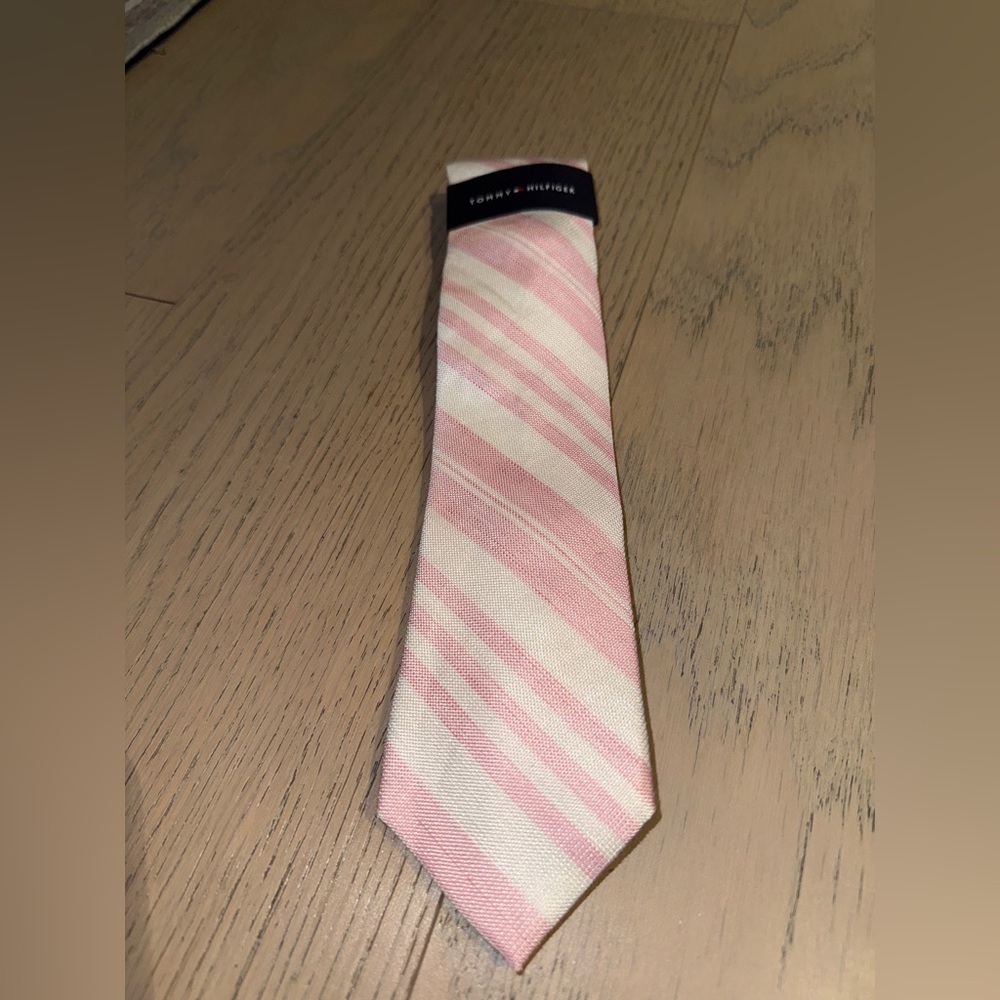 Tommy Hilfiger Light Pink and White Striped Tie